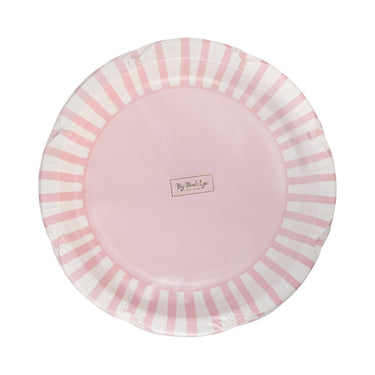 Pink Striped 9" Scallops Plate