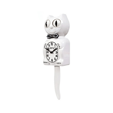 White Gentleman Kit-Cat Klock with Black Bow Tie