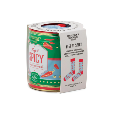 KEEP IT SPICY CHILI PAIR OF SOCKS IN A TIN