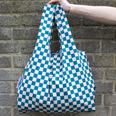 Reusable Bag Medium - Checkerboard Teal