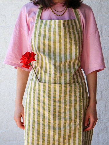 Pistachio Seersucker Apron