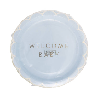 Welcome Baby Blue Plate