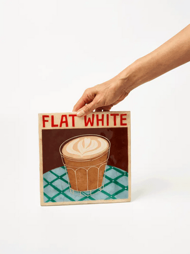 BARISTA WALL ART FLAT WHITE