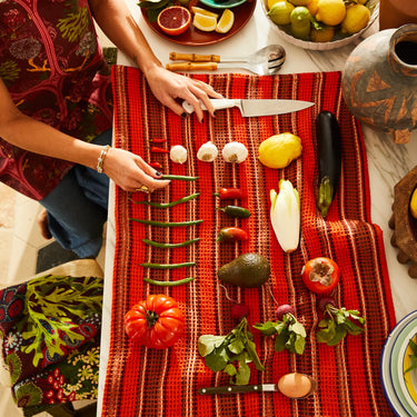 Selene Stripe Tea Towel - Flame