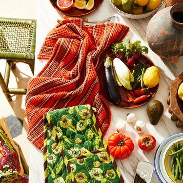 Selene Stripe Tea Towel - Flame