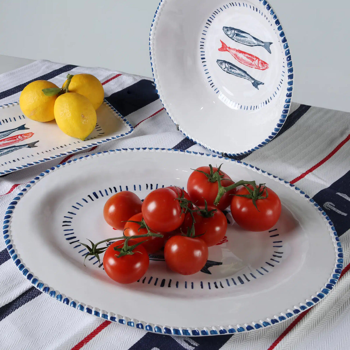 Melamine Nautical Sardine Bowl 31cm