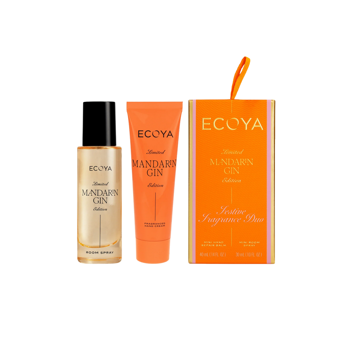 Festive Fragrance Duo - Mini Hand Repair Balm 40ml and Mini Room Spray 30ml - Mandarin Gin