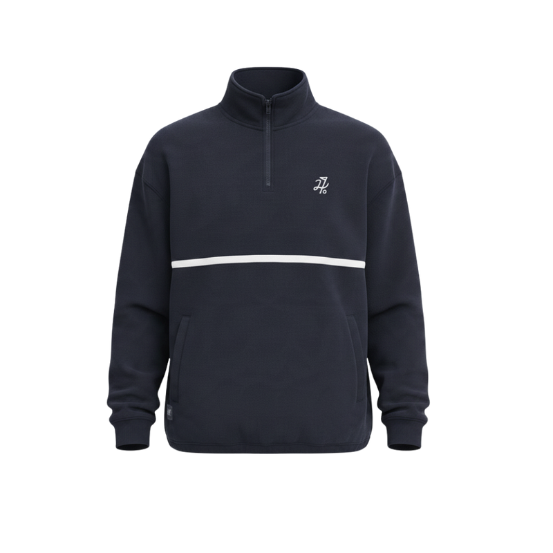Mens Club 1/4 Zip Crew - Navy/White