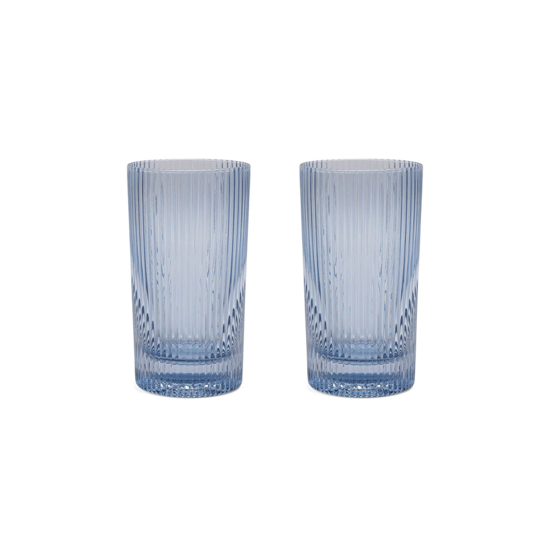 The Stella Highball Glasses - Set of 2 Blue