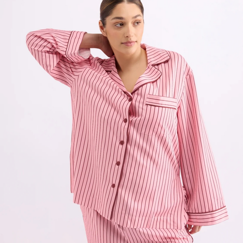 Long Sleeve Sleep Shirt - Rocky Road Stripes
