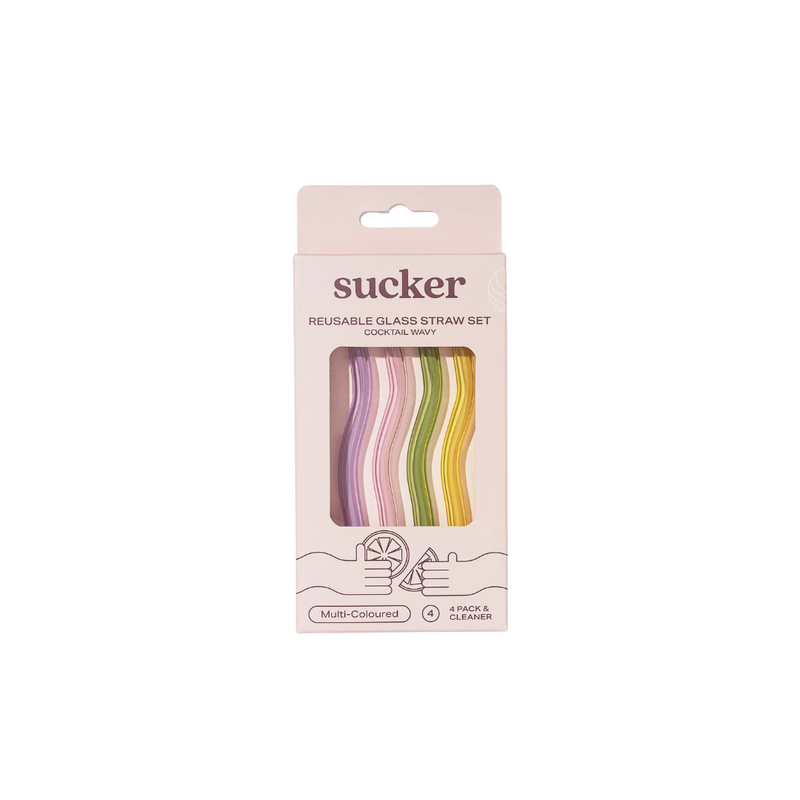 Cocktail Wavy Glass Drinking Straws