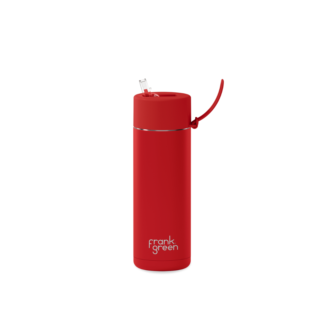 20oz Stainless Steel Ceramic Reusable Bottle with Straw Lid