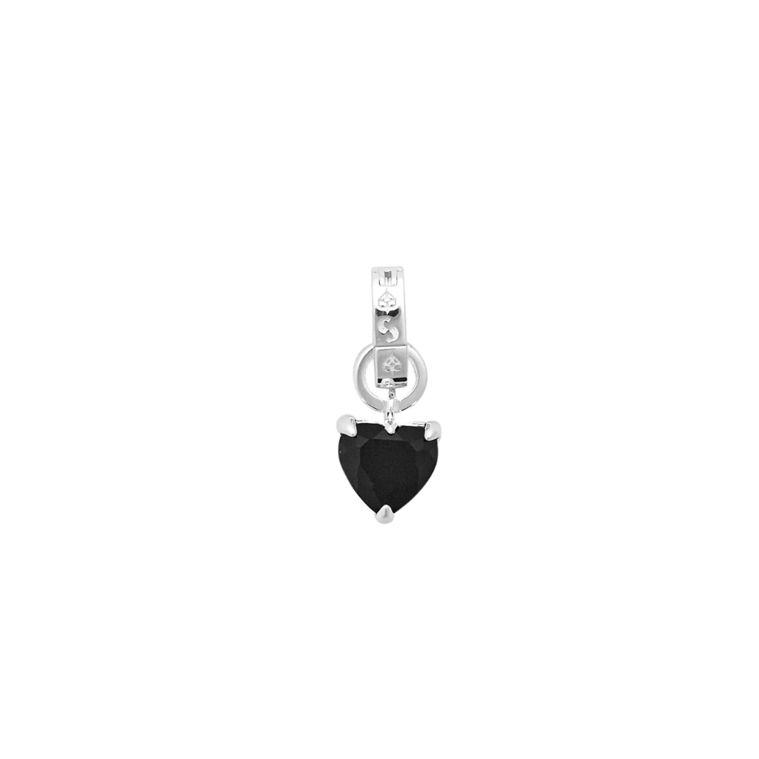 Talon Heart Charm - Sterling Silver / Onyx
