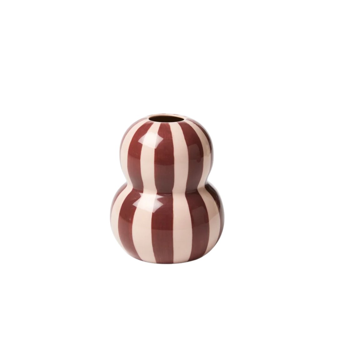 Fonda Vase Burgundy Pink Stripe