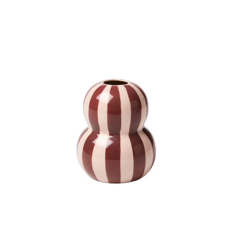Fonda Vase Burgundy Pink Stripe