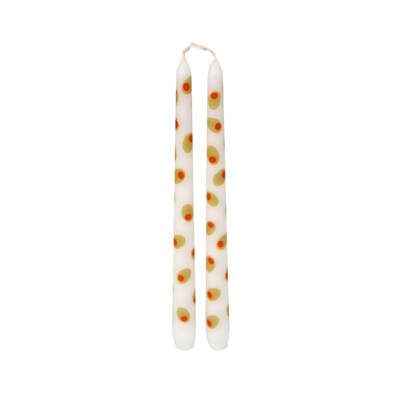 Olive Taper Dinner Candles - 2 Pack