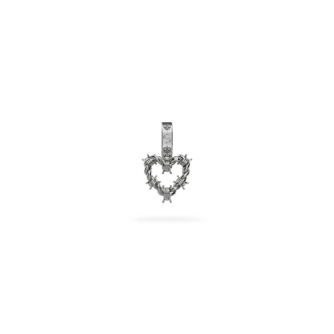 Barb Heart Charm - Sterling Silver
