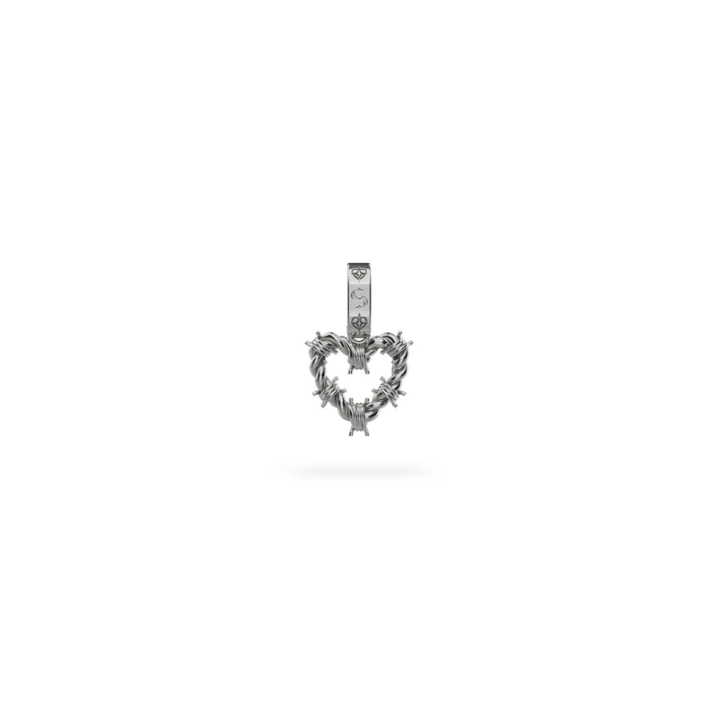 Barb Heart Charm - Sterling Silver