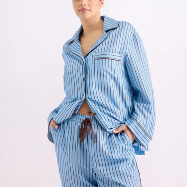 Long Sleeve Sleep Shirt - Iced Chocolate Stripes