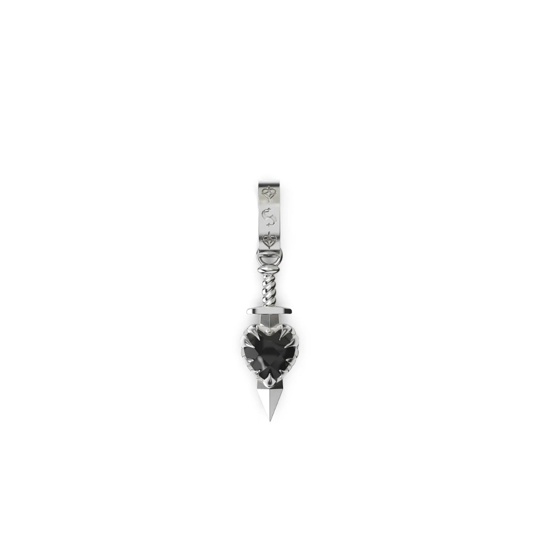 Love Claw Dagger Charm - Silver / Onyx