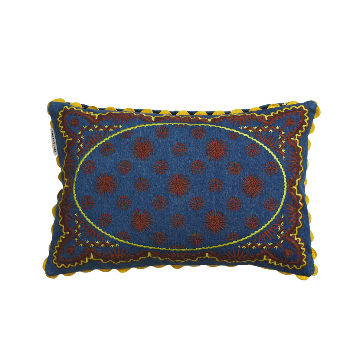 Anneliese Reversible Denim Cushion - Peridot Feather Insert