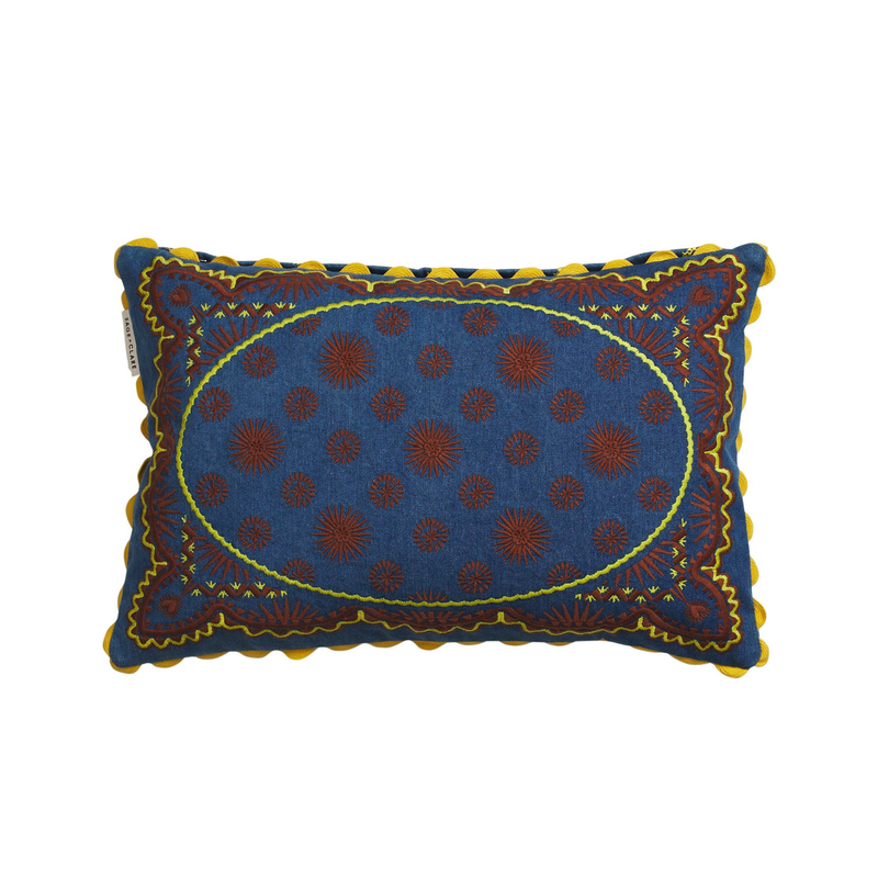 Anneliese Reversible Denim Cushion - Peridot Feather Insert