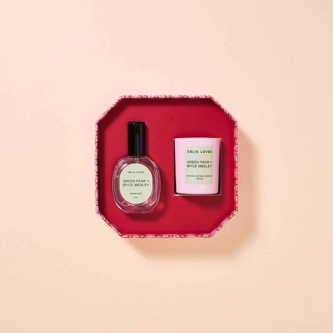 Candle & Room Spray Duo Set - Green Pear & Spice Medley