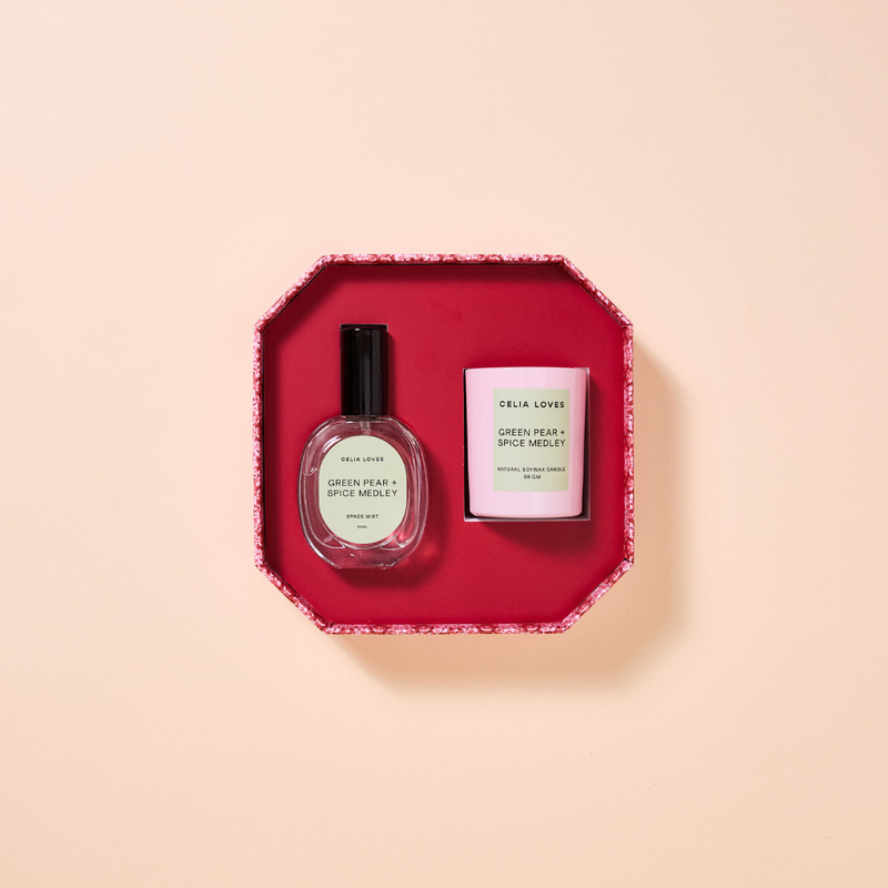 Candle & Room Spray Duo Set - Green Pear & Spice Medley