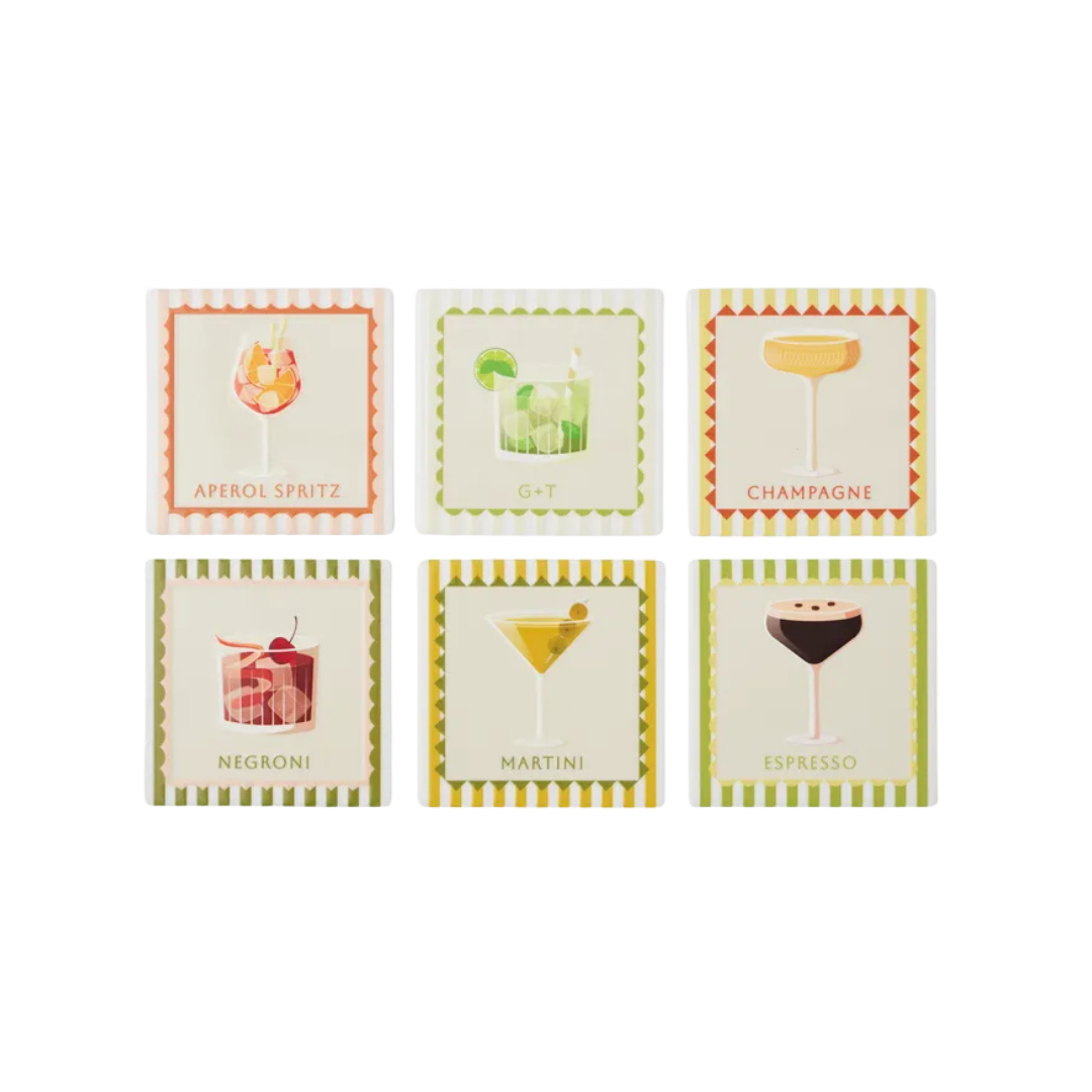 Aperitif Ceramic Coaster 10cm Assorted