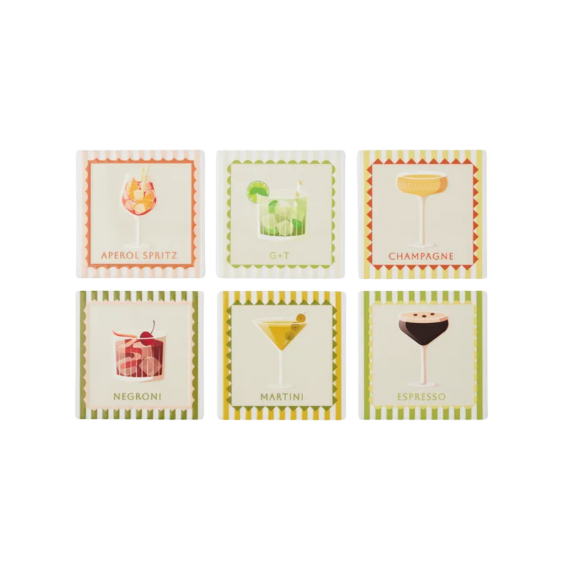 Aperitif Ceramic Coaster 10cm Assorted