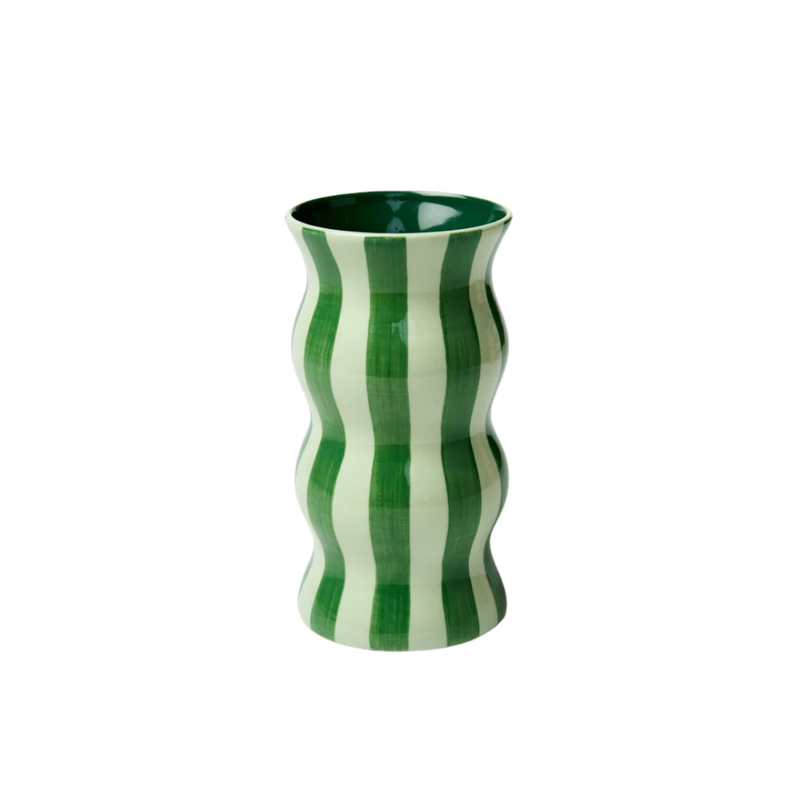 Palma Vase Tonal Greens Stripe