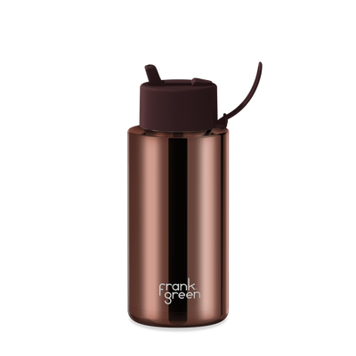 Frank Green Chrome Ceramic Reusable Bottle with Flip Straw Lid - 34oz