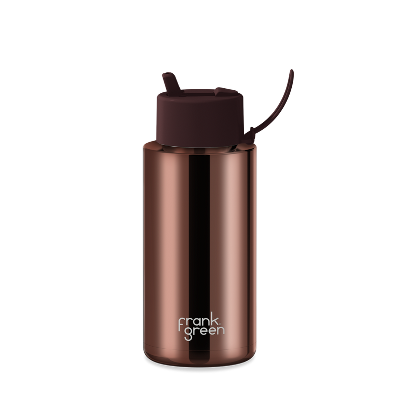 Frank Green Chrome Ceramic Reusable Bottle with Flip Straw Lid - 34oz