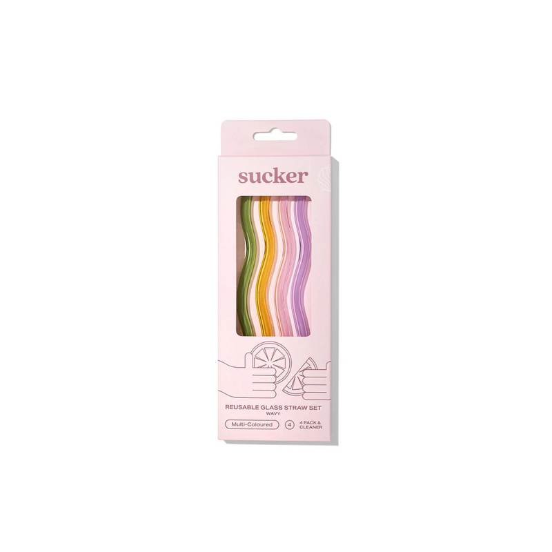 Wavy Reusable Glass Straws