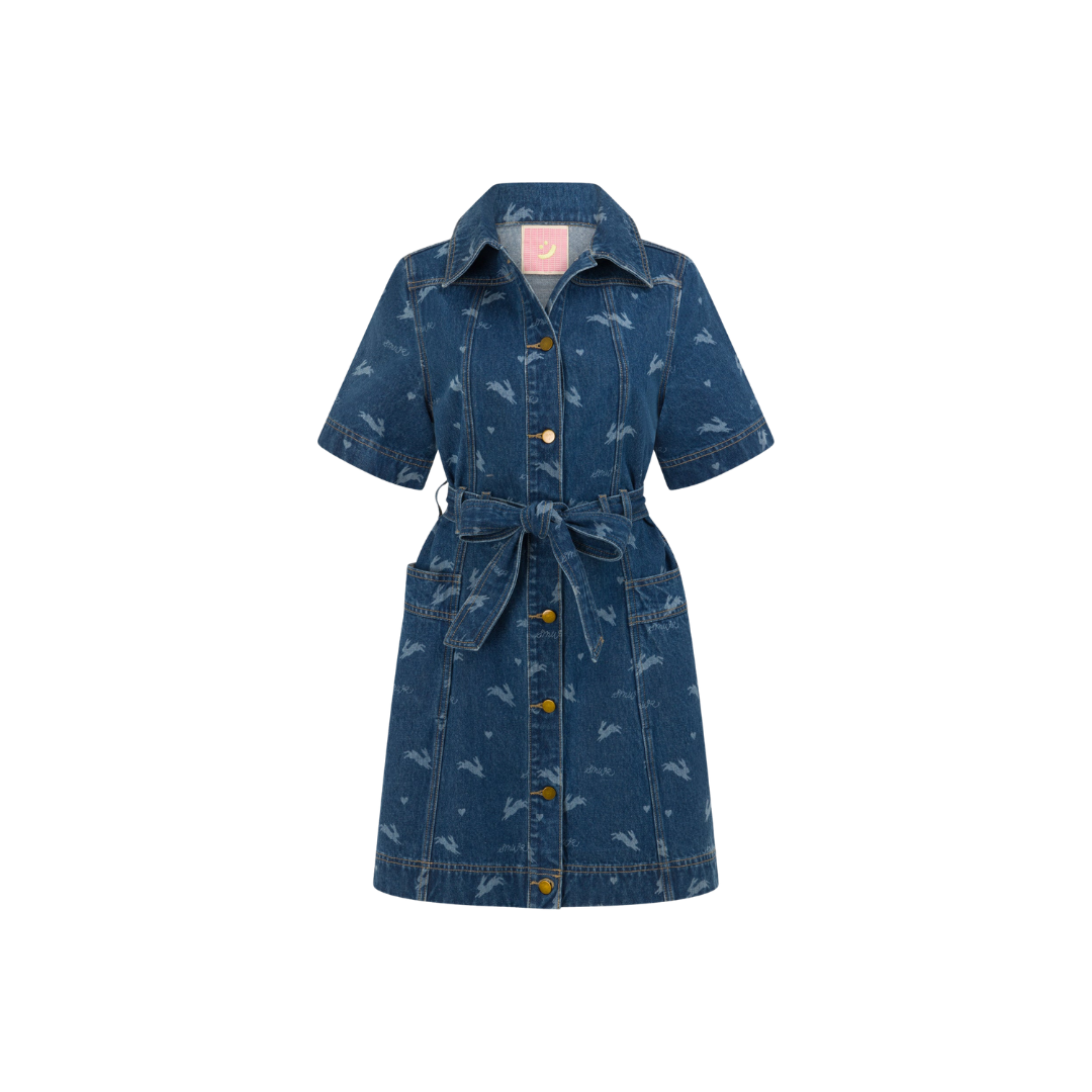 Royal Match Denim Mini Dress