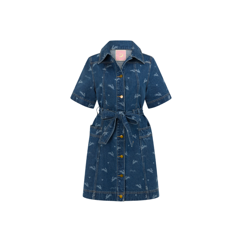 Royal Match Denim Mini Dress