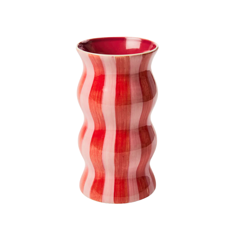 Palma Vase Red Pink Stripe