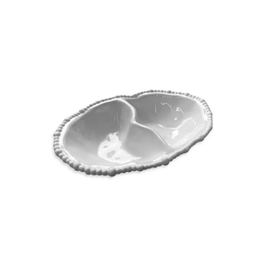 Melamine Pearl Double Serving Bowl - White