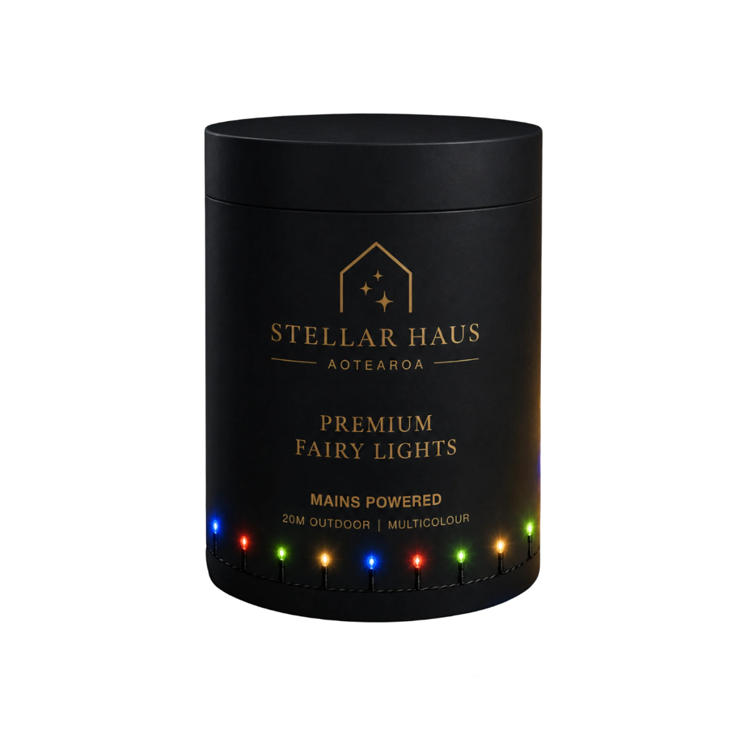 Fairy Lights Mains Powered 20m, Black Cable, Rainbow - Indoor/Outdoor