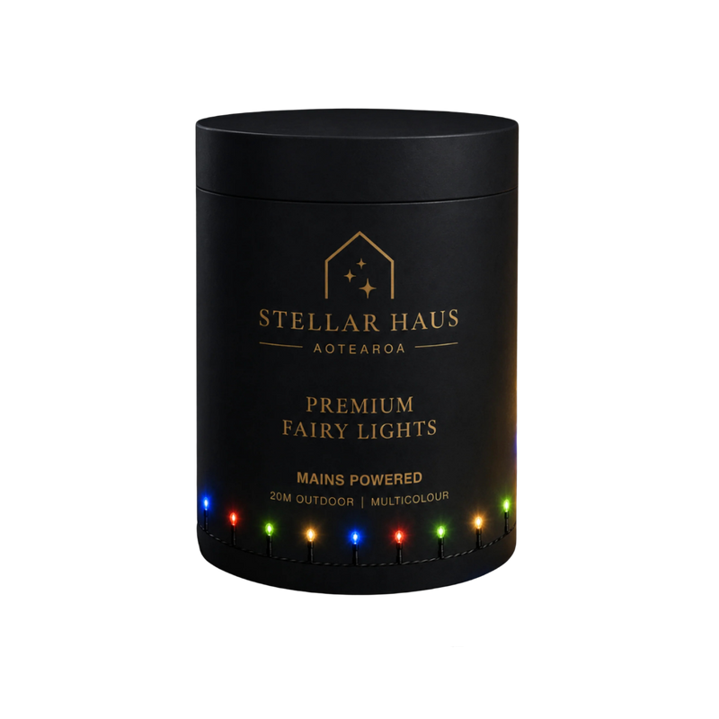 Fairy Lights Mains Powered 20m, Black Cable, Rainbow - Indoor/Outdoor