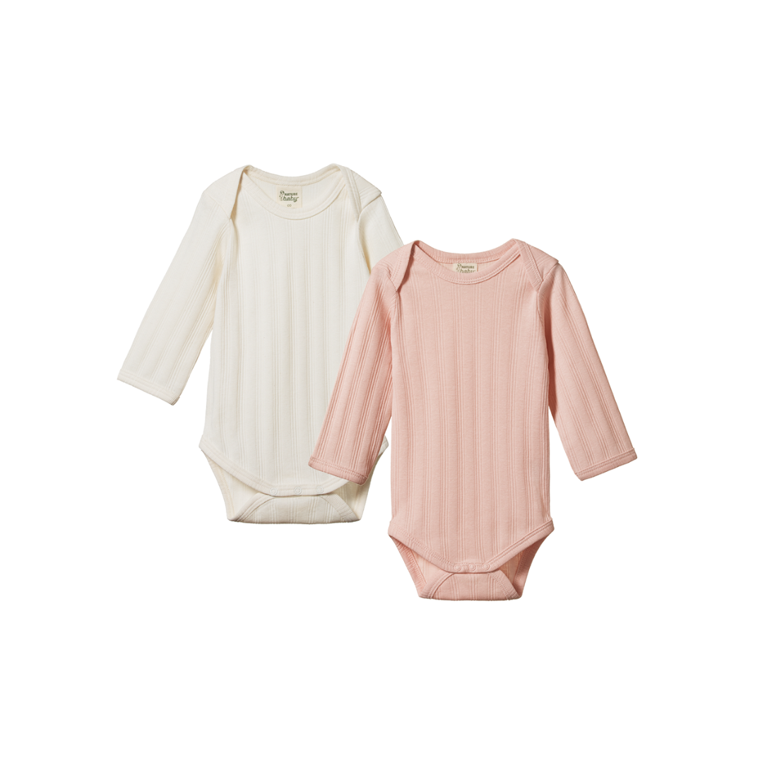 2 pack derby long sleeve bodysuits Rose