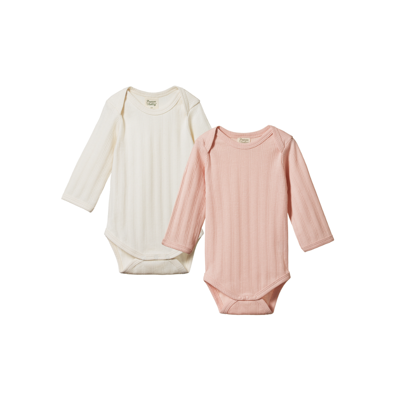 2 pack derby long sleeve bodysuits Rose