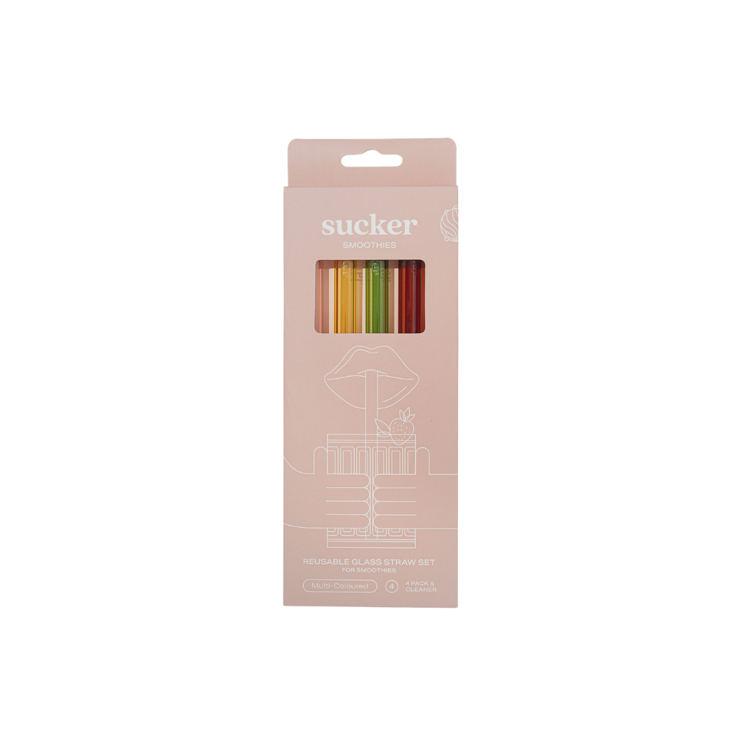 Reusable Glass Smoothie Straws - Multi-colour