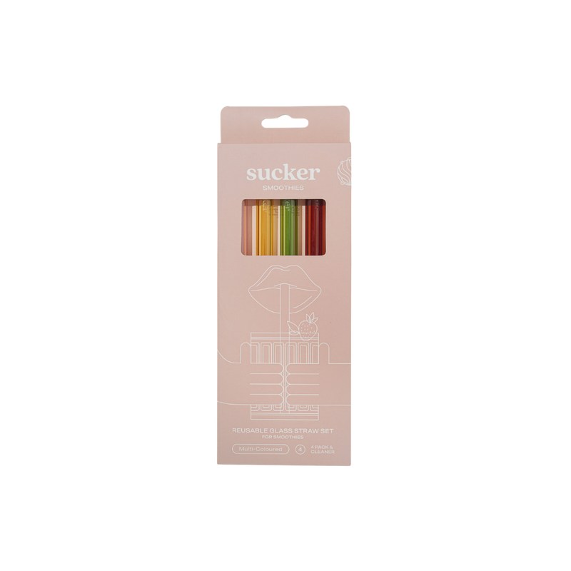 Reusable Glass Smoothie Straws - Multi-colour