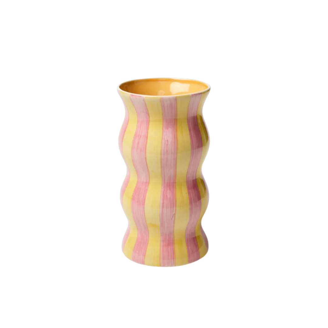 Palma Vase Yellow Pink Stripe