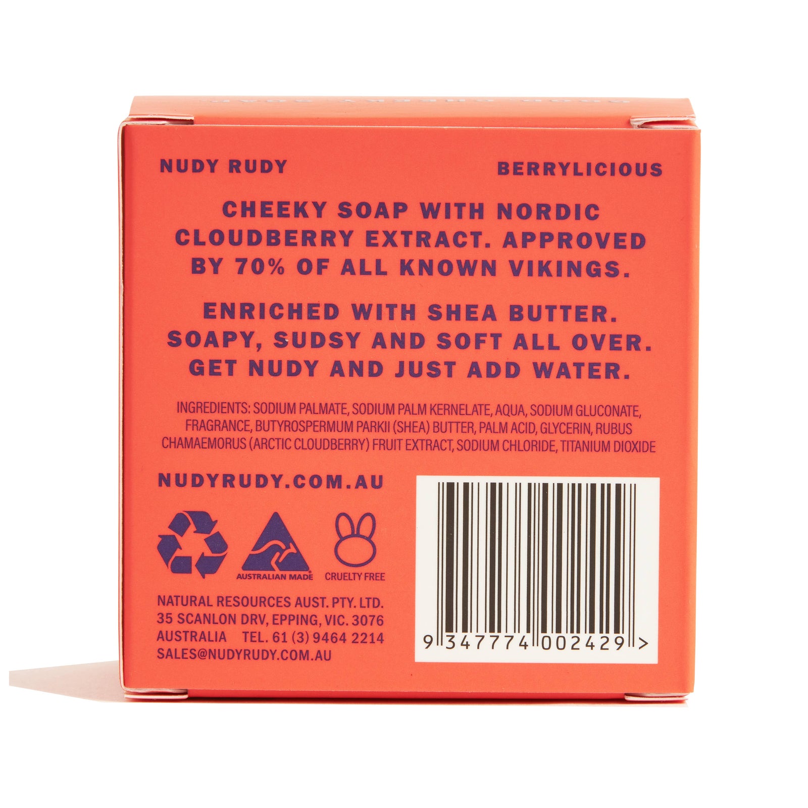 Nudy Rudy Bar Soap 4.2oz - Berrylicious