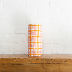 Large Vase - Pink & Orange Gingham