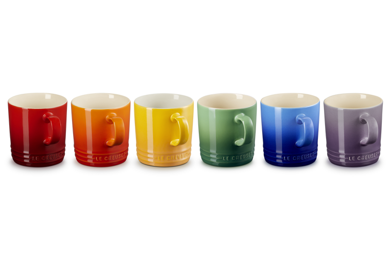 Stoneware Rainbow Set of 6 Mugs