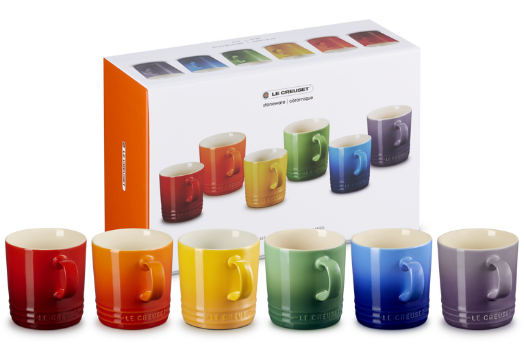 Stoneware Rainbow Set of 6 Mugs