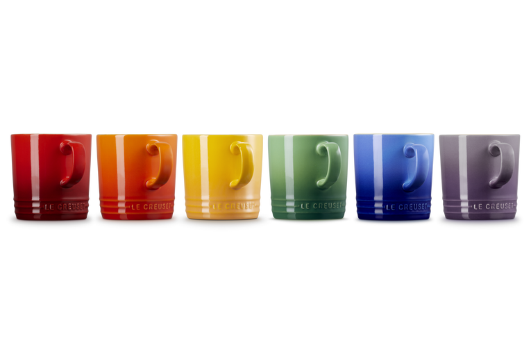 Stoneware Rainbow Set of 6 Mugs